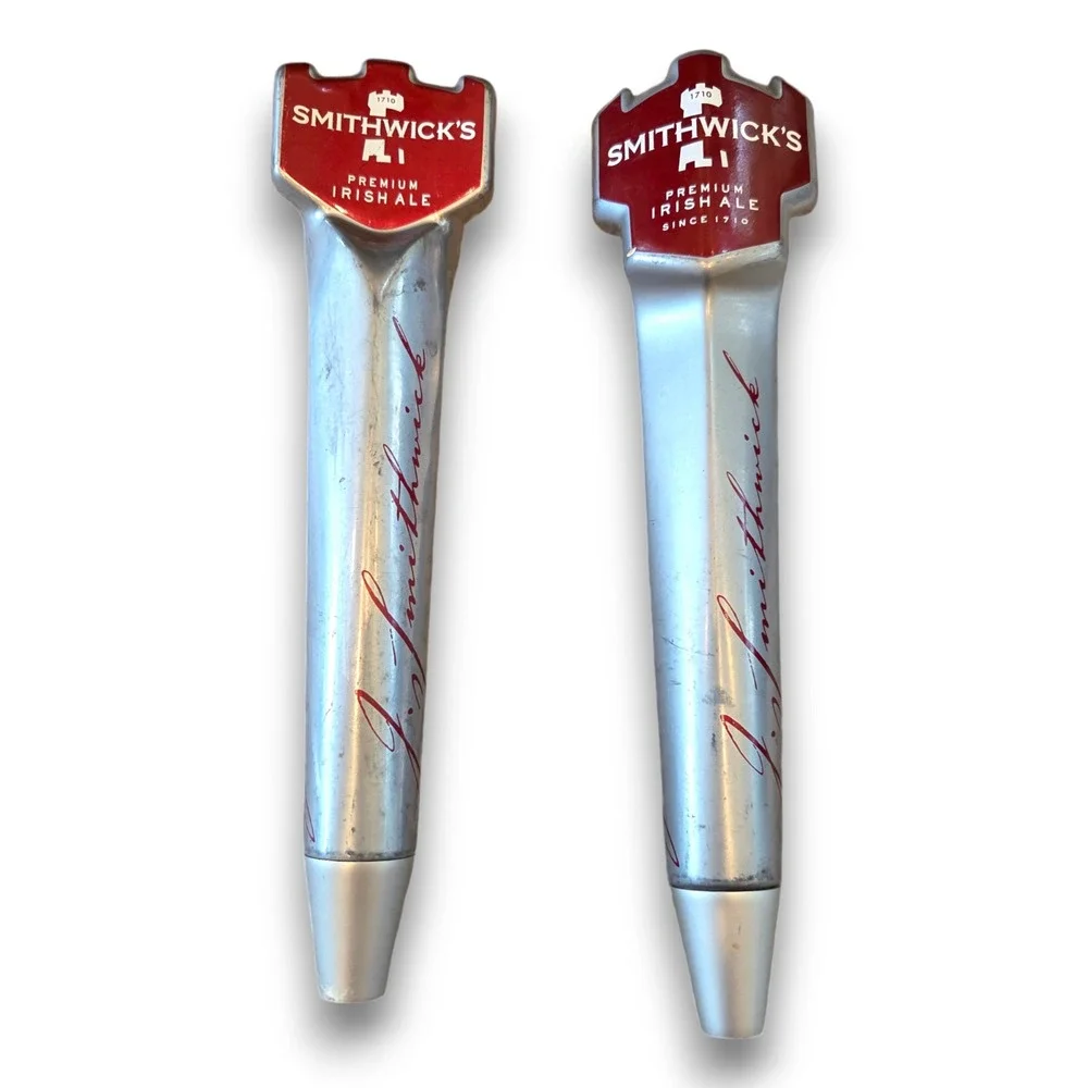 Pair of Smithwicks Imported Premium Irish Ale Beer Taps Metal Tall 11''